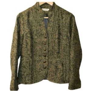 Coldwater Creek Tapestry Woven Textured Jacket with Mandarin Collar